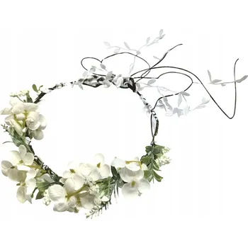 Obraz Věnec do vlasů květinový BÍLÝ boho svatba rozlučka se svobodou svaté přijímání