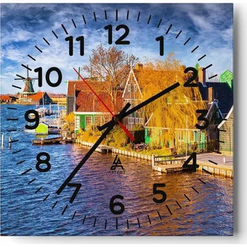 Hodiny Nástěnné hodiny do obýváku 40x40 Krajina Bezhluczne Skleněné hodiny Tiché