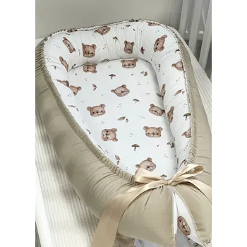 Hnízdečko pro miminko Oboustranné hnízdečko pro miminko - béžové s medvídky