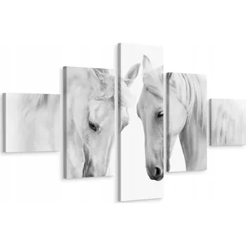 Obraz Vícedílný obraz BÍLÍ Koně Příroda Dekorace 3D 250x150 cm