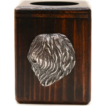 Svícen Polský nížinný ovčák, dřevěný svícen se psem, ohřívač na čajovou svíčku