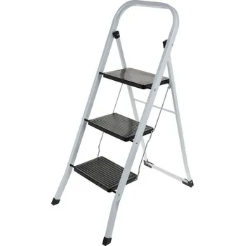 Žebřík HOMESTYLING Schůdky ocelové 3 nášlapy bílá / černá KO-C80001240