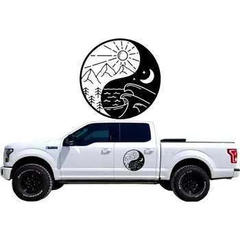 Samolepicí dekorace na vozidlo SAMOLEPKA na auto, karavan – HORY, MOŘE, YIN YANG 42x42 cm