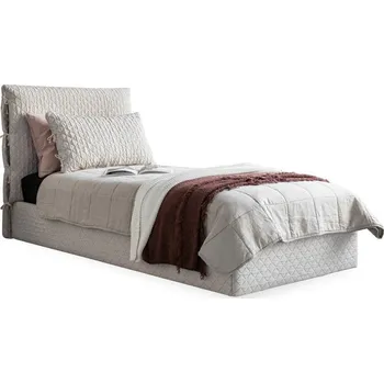 Postel Béžová čalouněná jednolůžková postel s úložným prostorem s roštem 90x200 cm Sleepy Luna – Miuform ID_1549148