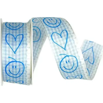 Stuha Stuha taftová IT´S A BOY modrá 25mm x 2 m (Stuha taftová modrá, jednostranný potisk, s vetkaným vlascem v obou okrajích)