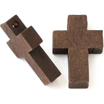 Korálek EU Dřevěný křížek 22/15/4,2mm hnědá