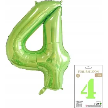 Balónek OBROVSKÝ FÓLIOVÝ BALÓN ČÍSLICE ČTYŘI 4 ZELENÝ BALÓNKY NAROZENINY 100 CM XXL HELIUM