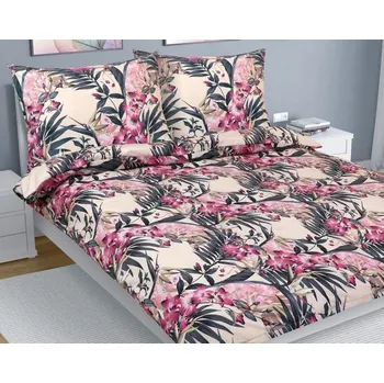 Povlečení Povlečení bavlna na dvoudeku Růžová,Zelená BX1001249 - 180x200, 2ks 70x90 cm / 1ks 180x200, 2ks 70x90 cm