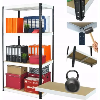 Dílenský regál Kovový regál do skladu, garáže, stojan HELIOS 180x75x35cm, 4 police x 175kg PL