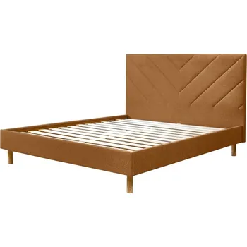 Postel Oranžová čalouněná dvoulůžková postel s roštem 140x190 cm Romane – Bobochic Paris ID_1711732