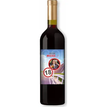 Gravírování Narozeninové ČERVENÉ VÍNO s fotografií oslavence