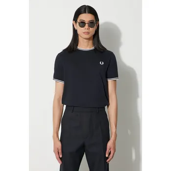 Pánské tričko Bavlněné tričko Fred Perry tmavomodrá barva, s aplikací, M1588.795, XL, 59X