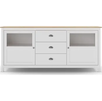 Komoda Bílá nízká komoda z borovicového dřeva 180x80 cm Misti – Marckeric ID_1679412