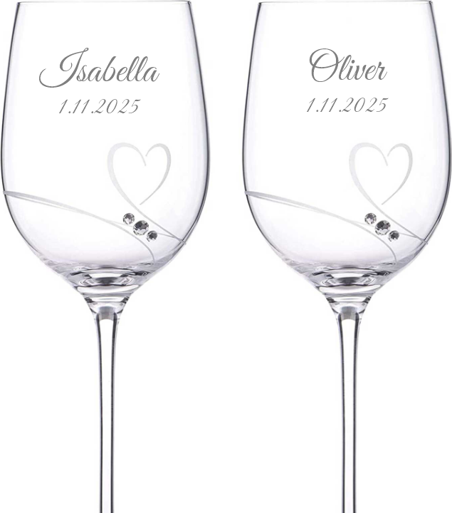 Dekorant Svatební sklenice na červené víno Romance simple s krystaly Swarovski 450 ml 2KS