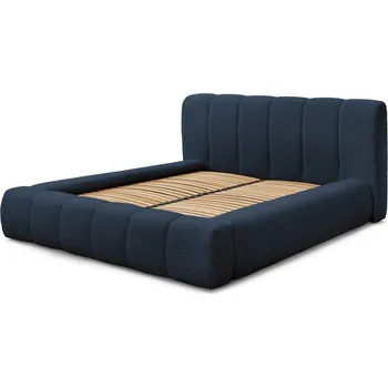 Postel Tmavě modrá čalouněná dvoulůžková postel s úložným prostorem s roštem 140x190 cm Denali – Bobochic Paris ID_1711822