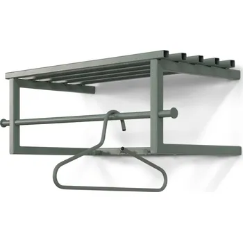 Věšák Zeleno-šedý kovový nástěnný věšák s poličkou Marco – Spinder Design ID_1616606