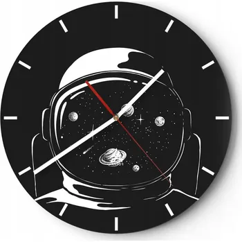 Hodiny Velké nástěnné hodiny 40x40 Astronaut Skleněné hodiny Kulatý Tiché
