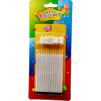 Dortová svíčka Svíčky na narozeninový dort s bílým třpytem 12 Ks