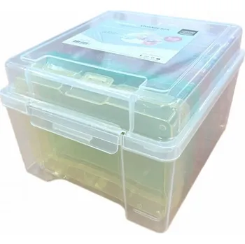 Úložný box Vaessen Creative Plastový box organizér 21x18,5x14cm - pastelový