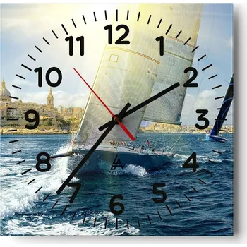 Hodiny Nástěnné hodiny do obýváku 40x40 Město Bez Hlučné Skleněné hodiny Tiché