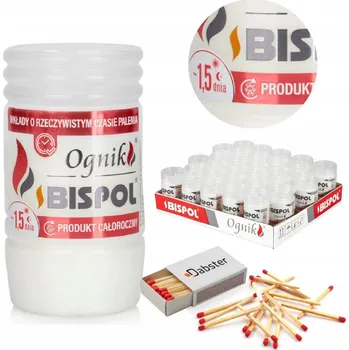 Svíčka Parafínové vložky do hřbitovních svíček BISPOL WP2 48H 24 ks + zápalky DABSTER_ PL 38 ks