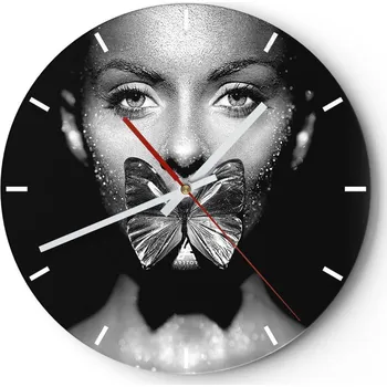 Hodiny Velké nástěnné hodiny 40x40 Abstrakce Skleněné hodiny Kulatý Tiché