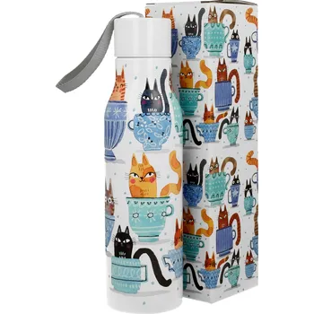 Termohrnek DUO Gifts DG - Cestovní termoláhev Kočky v šálcích v dárkové krabičce - 500 ml