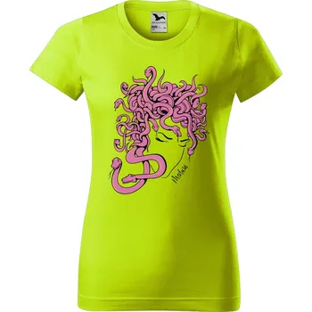 Dámské oblečení DOBRÝ TRIKO Dámské tričko s potiskem Medusa Barva: Limetková, Velikost: M