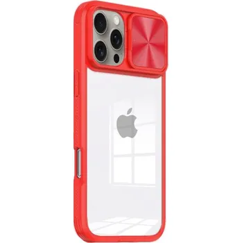 Pouzdro na mobilní telefon Kryt s posuvnou krytkou čočky fotoaparátu pro iPhone 16 Pro - červený