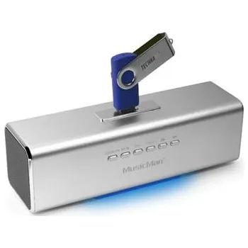 Elektronika Přenosný stereo reproduktor Technaxx MusicMan, baterie 600 mAh, FM-Radio, USB, stříbrný - 3431