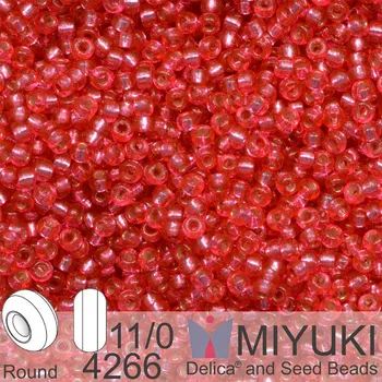 Korálek Korálky Miyuki Round 11/0. Barva 4266 Duracoat Silverlined Dyed Hibiscus. Balení 5g.