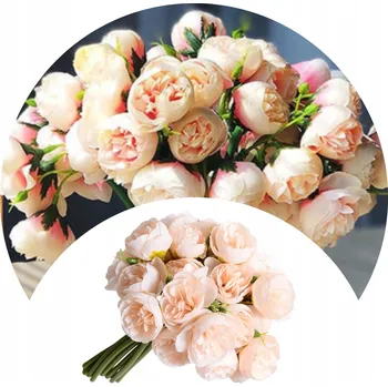 umělá květina KYTICE PIVOŇEK KRÉMOVÉ UMĚLÉ KVĚTY DEKORACE VÁZA KYTICE 27 ks 30 cm