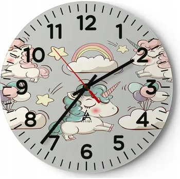 Hodiny Nástěnné hodiny do obýváku 40x40 Pro děti Kulatý Skleněné hodiny Loft Tiché