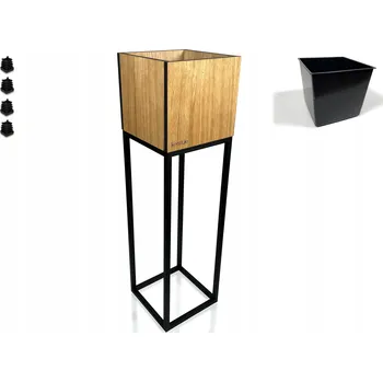 Květináč Držák Na Květináč LOFT dubový květináč stojan na květiny, kov