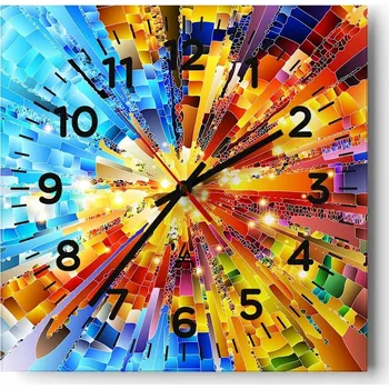 Hodiny Kuchyňské nástěnné hodiny 30x30 Abstrakce Skleněné hodiny do obýváku Moderní Tiché