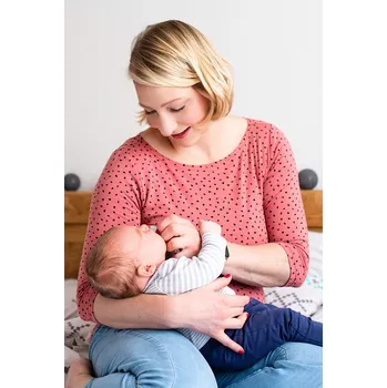 Krásná mamka Kojicí tričko RAINDROPS CARMINE 3/4 Velikost: L