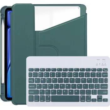 Pouzdro na mobilní telefon Otočné 360° pouzdro s klávesnicí a prostorem na Apple Pencil pro iPad Pro 11" (2024/2025) - petrolejové