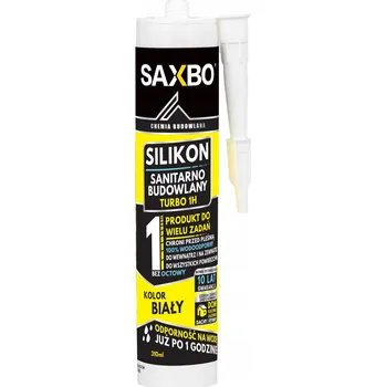 stavební silikon SANITÁRNÍ SILIKON DO KOUPELEN A KUCHYNÍ ODOLNÝ PROTI PLÍSNÍM UV SAXBO BÍLÝ 310ml
