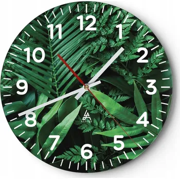 Hodiny Nástěnné hodiny do obýváku 40x40 Exotika Kulatý Hodiny na skle Loft Tiché