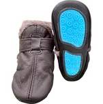 CAROZOO Kožené capáčky s gumovou podrážkou zimní hnědé 12-18 měsíců Hnědá 21,5