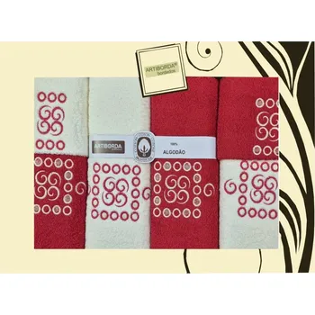 Sada ručníků a osušek Dárkové balení ručníků a osušek Artiborda - červená/krémová 174