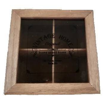 Dárková krabička DŘEVĚNÁ KRABIČKA NA ČAJ ČTVERCOVÁ 16x16x8 cm Černá