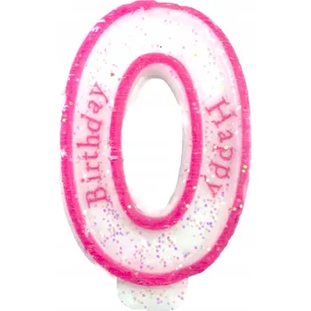 Svíčka Narozeninová svíčka Brokátová Růžová číslice 0