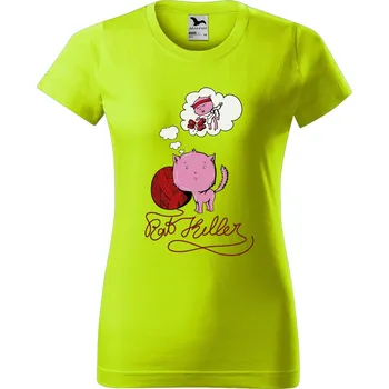 Dámské oblečení DOBRÝ TRIKO Dámské tričko s potiskem Kočičí sen Barva: Limetková, Velikost: XS