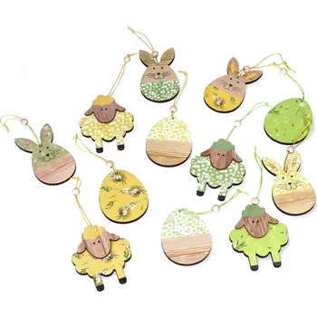 Velikonoční dekorace Velikonoční dřevěné ozdoby – ovečka, králík, vajíčko