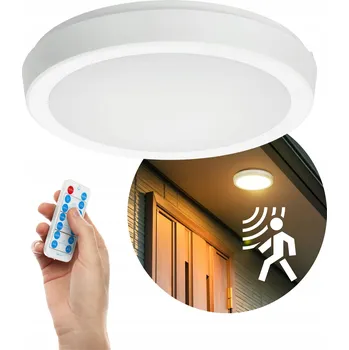 Stropní svítidlo LED 24W s Pohybovým Čidlem CCT IP65 Bílé Svítidlo + dálkový ovladač