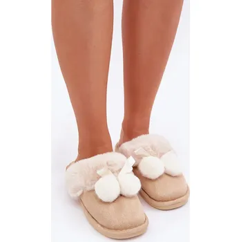 Dámské pantofle marka niezdefiniowana Dámské Pantofle S Kožíškem Béžové Nartani Boto krémová 3224519