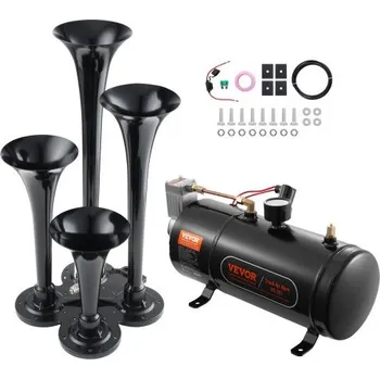 Kompresor VEVOR Sada vlakových klaksonů , sada 4 trumpetových klaksonů, vzduchový kompresor 120 psi, nádrž 3,03 l