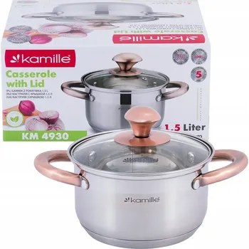 Hrnec TRADIČNÍ HRNEC se skleněnou poklicí, OCEL, PLYNOVÁ INDUKCE, 1,5 L KAMILLE