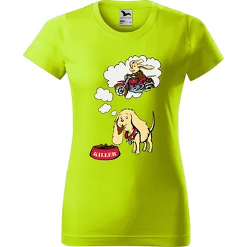 Dámské oblečení DOBRÝ TRIKO Dámské tričko s potiskem Psí sen Barva: Limetková, Velikost: S